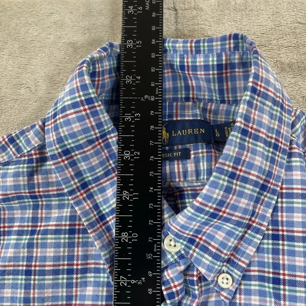 Ralph Lauren Classic Fit Multicolor Plaid Button Shirt Long Sleeve Mens Large